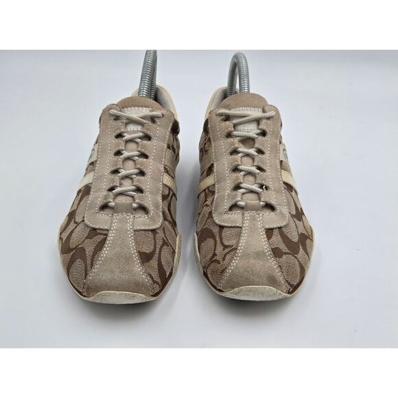 Coach Katelyn Monogram Brown Canvas Casual Lace Up Sneakers size 7.5 - Picture 6 of 8